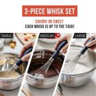 Alternate image 3 for Chef Pomodoro Kitchen Whisk 3-Piece Set, Stainless Steel Wire Balloon Whisk Utensil, Baking Wisk Kitchen Cooking Tool
