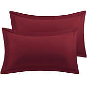 PiccoCasa Pillow Shams 2 Packs Oxford Pillowcases, Soft Brushed Solid Microfiber Soft and Comfortable Pillowcases Covers for Pillow  Queen(20"x30"), Burgundy
