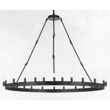 Gallery Wrought Iron Vintage Barn Metal Castile One Tier Chandelier Industrial Loft Rustic Lighting W 63" H 49". View a larger version of this product image.