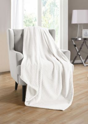 Kate Aurora Living Ultra Soft And Plush Tufted Hypoallergenic Fleece Throw Blanket Covers - White