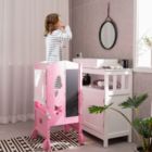 Alternate image 2 for Costway Kids Kitchen Step Stool with Adjustable Height & Safety Netting