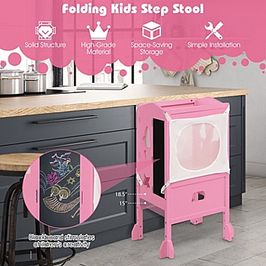 Costway Kids Kitchen Step Stool with Adjustable Height & Safety Netting. View a larger version of this product image.