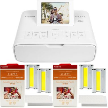 Canon Selphy CP1300 Photo Printer White with 2x Canon RP-108 Color Ink & Paper Set. View a larger version of this product image.