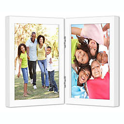 Americanflat Hinged Picture Frame in White with Two Displays and Shatter Resistant Glass for Tabletop - 8