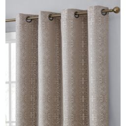 THD Venice Moroccan Tile 100% Full Complete Blackout Heavy Thermal Insulated Energy Saving Heat/Cold Blocking Grommet Curtain Drapery Panels for Bedroom & Living Room, Set of 2