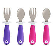 Munchkin Raise Toddler Fork and Spoon, 4 pack, Pink/Purple