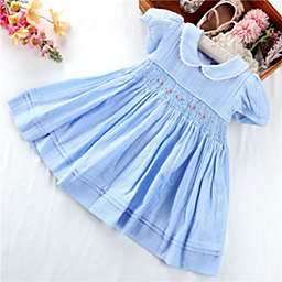 Laurenza's Toddler Girls Blue Smocked Dress