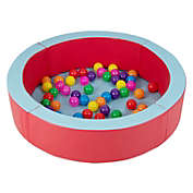 Slickblue Large Round Foam Ball Pit with PU Surface and 50 Balls-Red