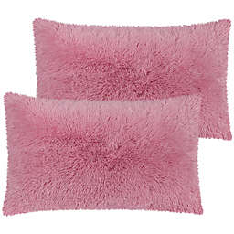 PiccoCasa Soft Faux Fur Velvet With Zipper Coral Pillowcases & Shams Standard(20