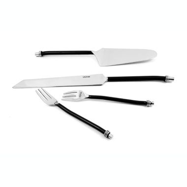Vibhsa Cake Server, Knife and Cake Forks Set (Black, Twisted Handle). View a larger version of this product image.