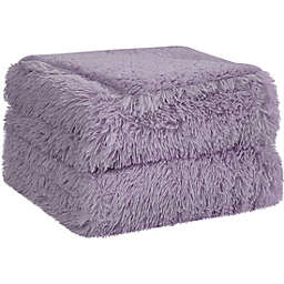PiccoCasa Shaggy Faux Fur Breathable Blanket - Soft Warm Reversible Solid Sherpa Reverse Throw Blanket for Sofa, Couch and Bed - Luxury Plush Fluffy Fleece Blankets As Gifts (50x60 Inch, Purple)