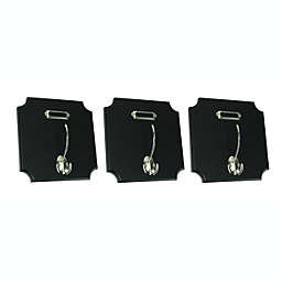 Harbortown Industries, Inc Classic Black Wood and Chrome Square Wall Hook Set of 3