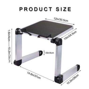 RAINBEAN Aluminum Adjustable and Foldable Portable Desk Book Holder in Black. View a larger version of this product image.