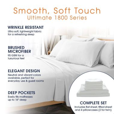 Cheer Collection 6 Piece 1800 Series Sheet Set - Assorted Colors & Sizes. View a larger version of this product image.