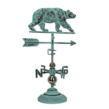 Contrast Verdigris Copper Bear Tabletop Weathervane Home Garden Decor w/ Optional Fence Mount. View a larger version of this product image.