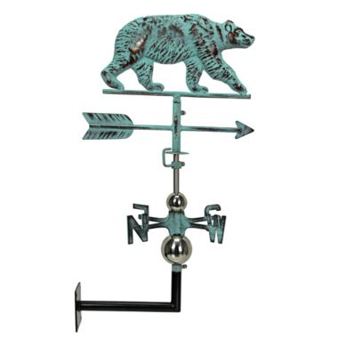 Contrast Verdigris Copper Bear Tabletop Weathervane Home Garden Decor w/ Optional Fence Mount. View a larger version of this product image.