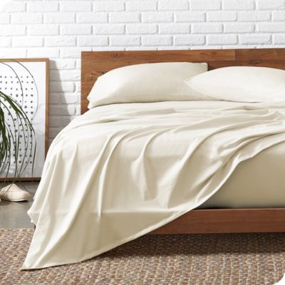 Bare Home 100% Organic Jersey Cotton Sheet Set - Deep Pocket - Lightweight & Breathable - Bedding Sheets & Pillowcases (Queen, Sand)