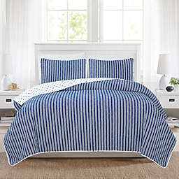 Market & Place  Nora Striped 2-Piece Reversible Twin Quilt Set in Navy