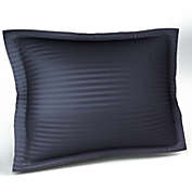 Navy Pillow Sham Euro Size Decorative Striped Pillow Case with Envelope Closer, Navy Solid Tailored Pillow Cover