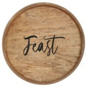 Elegant Designs Decorative 13.75" Round Wood Serving Tray with Handles, "Feast"