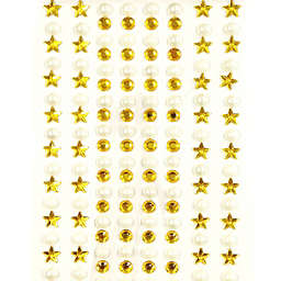 Wrapables 164 pieces Crystal Star and Pearl Stickers Adhesive Rhinestones / Gold