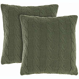 Mina Victory Life Styles Cotton Knitted 2Pack set2 Green Indoor Throw Pillow