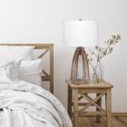 Alternate image 2 for Elegant Designs Vintage Farmhouse Wood and Netted 2 Light Table Lamp, Old Wood
