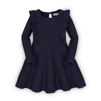 Hope & Henry Girls&#39; Knit Pinafore Ruffle Dress (Blue, 2)