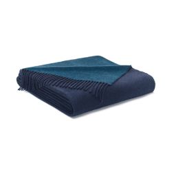Standard Textile Home - Cashmere Reversible Tassel Throw, Navy/Aegean