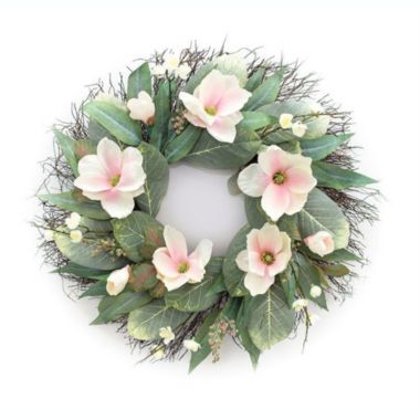 Melrose Home Decorative Magnolia Wreath 28"D Polyester/Twig. View a larger version of this product image.
