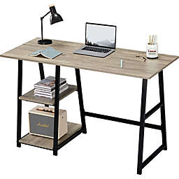 Coavas Computer Desk 2-Tier Shelves Sturdy Home Office Desk with Large Storage Space Work Desk Study Table, Grey, 47