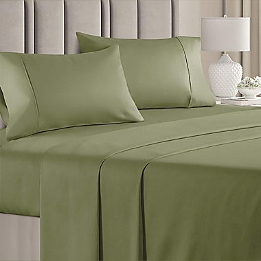 CGK Unlimited 4 Piece 100% Cotton 400 Thread Count Sheet Set - Queen - Sage Green. View a larger version of this product image.