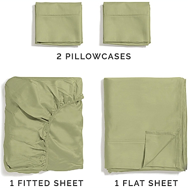 CGK Unlimited 4 Piece 100% Cotton 400 Thread Count Sheet Set - Queen - Sage Green. View a larger version of this product image.