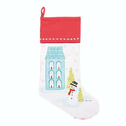 C&F Home Aqua House & Snowman Printed & Embellished Christmas Stocking
