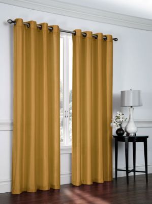 GoodGram 2 Pack  Victoria Classics Faux Silk 84 in. L Grommet Curtains - 52 in. W x 84 in. L, Royal Gold