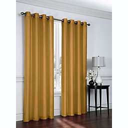 GoodGram 2 Pack  Victoria Classics Faux Silk 84 in. L Grommet Curtains - 52 in. W x 84 in. L, Royal Gold