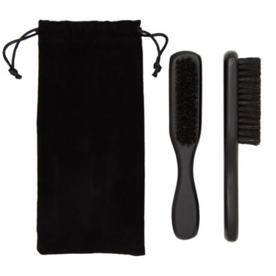 Okuna Outpost Boar Bristle Beard Brush for Men, Black Facial Hair Brushes with Bag (2 Pack)