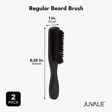 Okuna Outpost Boar Bristle Beard Brush for Men, Black Facial Hair Brushes with Bag (2 Pack). View a larger version of this product image.
