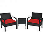 Alternate image 0 for Costway 3 Pieces Outdoor Rattan Patio Conversation Set with Seat Cushions-Red