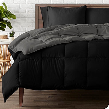 Bare Home Reversible Comforter - Goose Down Alternative - Ultra-Soft - Premium 1800 Series - Hypoallergenic - Breathable (Black/Grey, Oversized Queen). View a larger version of this product image.