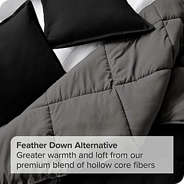 Bare Home Reversible Comforter - Goose Down Alternative - Ultra-Soft - Premium 1800 Series - Hypoallergenic - Breathable (Black/Grey, Oversized Queen). View a larger version of this product image.