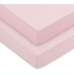 Comfy Cubs Fitted Crib Sheet - 100% Cotton Baby Crib Mattress Sheet for Boys and Girls (Pink, Pack of 2)