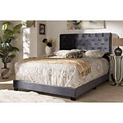 Baxton Studio  Candace Luxe and Glamour Dark Grey Velvet Upholstered Full Size Bed