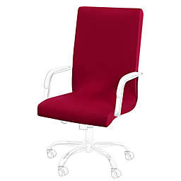 PiccoCasa Rotating Solid Chair Covers with Zippers and Bottom Strips, Protective & Stretchable Computer Chair Cover Stretch Rotating Chair Slipcover, 1 Piece, M Burgundy
