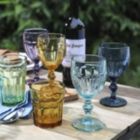 Alternate image 2 for EAST CREEK Set Of 6 Colored Glass Goblet Vintage Drinking Glasses 85 Oz Embossed