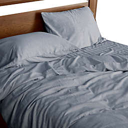 BedVoyage Melange viscose from Bamboo Cotton Duvet Bed Set, Queen - Silver (1 fitted, 1 duvet cover, 2 pc)