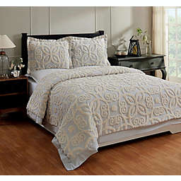 Better Trends Eden Collection 100% Cotton Tufted Chenille 2 Piece Twin Comforter Set - Gray/Ivory