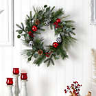 Alternate image 1 for Nearly Natural 24"D Decorative Berry and Pinecone Artificial Christmas Wreath with Ornaments