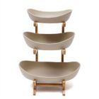 Alternate image 1 for Kitcheniva 3-Tier Ceramic Fruit Candy Trays Bamboo Basket, Brown