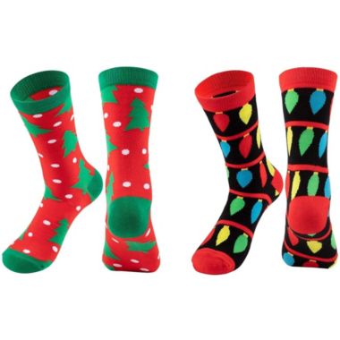 Toe-Tally Sox 2 Pairs Christmas Tree Socks for Adult Women, Xmas Holiday Party Novelty Gifts, Unisex, One Size. View a larger version of this product image.